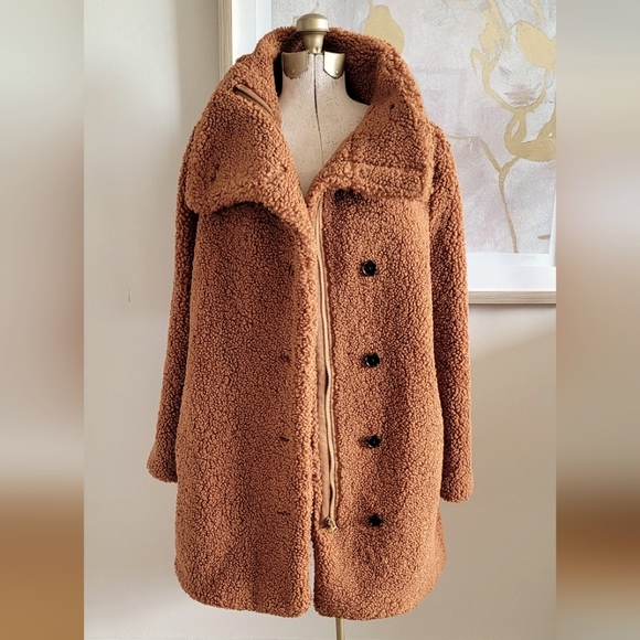 J. Crew Double Breasted Teddy Sherpa Topcoat Sz 8 NEW - Picture 3 of 5